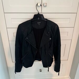 Topshop Black Leather Jacket for Women